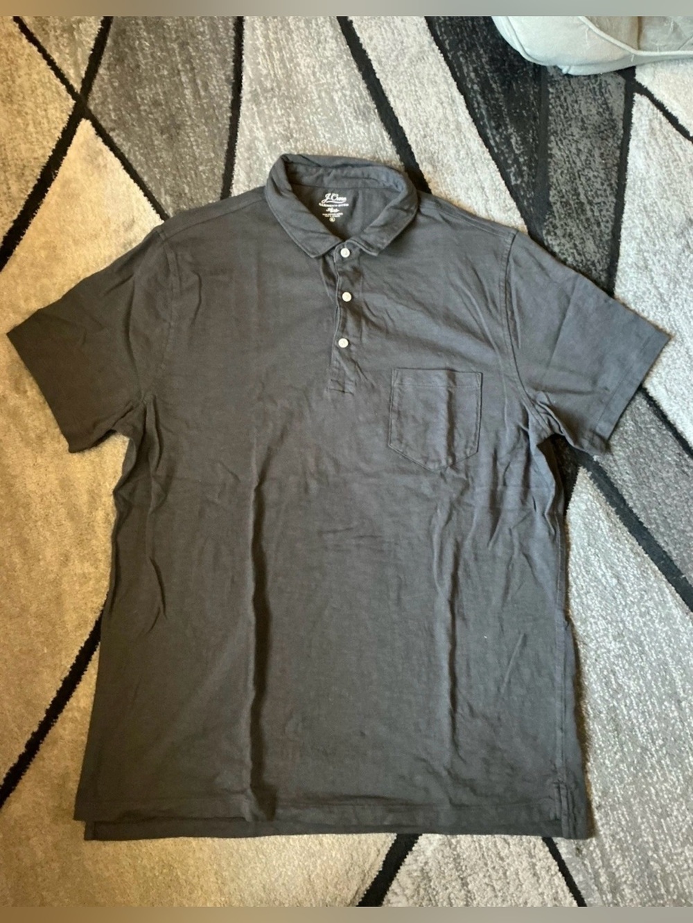 Size XL - JCrew Black Garment Dyed Slub Cotton Short Sleeve Polo Shirt